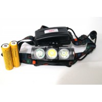 H-T525 Налобный аккумуляторный фонарь, три LED лампы, четыре режима свечения 
