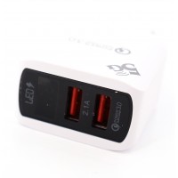 KeKe-Q002 СЗУ 2 USB 5V-3.1A/QC 3.0 быстрая зарядка+Led дисплей