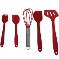 Силиконовый Кухонный набор 5 предметов (красный)