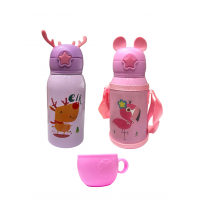 G1, G2 500ML Термос детский с трубочкой и кружкой ( розовый, сиреневый )
