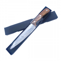 303 (дерево)  Нож кухонный Дамасская сталь, длина лезвия 18X4 см. с деревянной ручкой